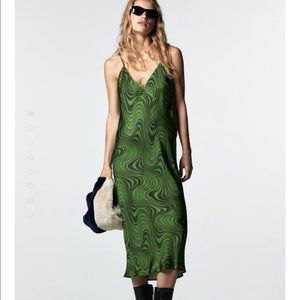 Zara Midi Green Silky Dress